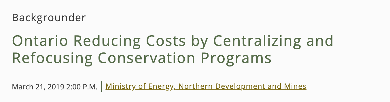 cuts to energy efficiency spending in Ontario