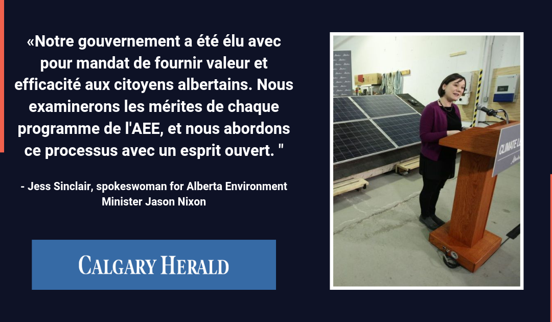L’UCP reconsidère l’élimination de l’Efficacité Énergétique Alberta; examinera les programmes «avec un esprit ouvert»