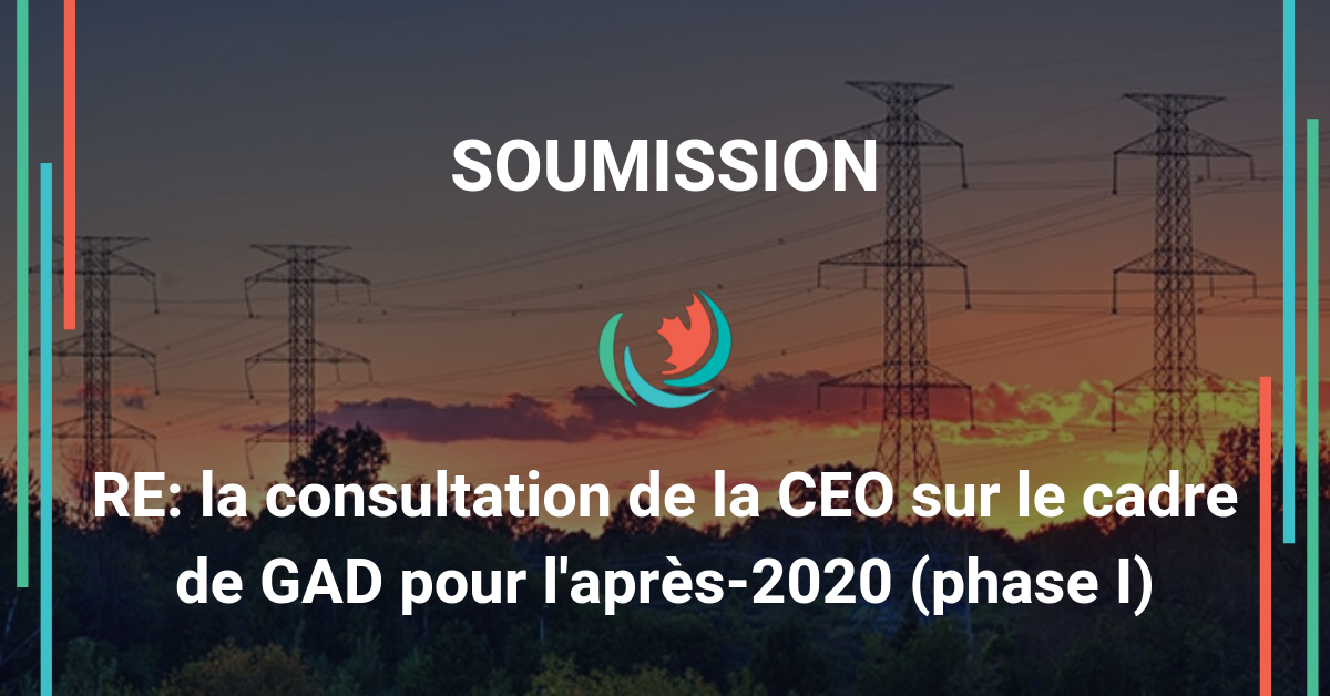 Soumission conjointe à la consultation de la CEO sur le cadre de GAD pour après-2020 (phase I)