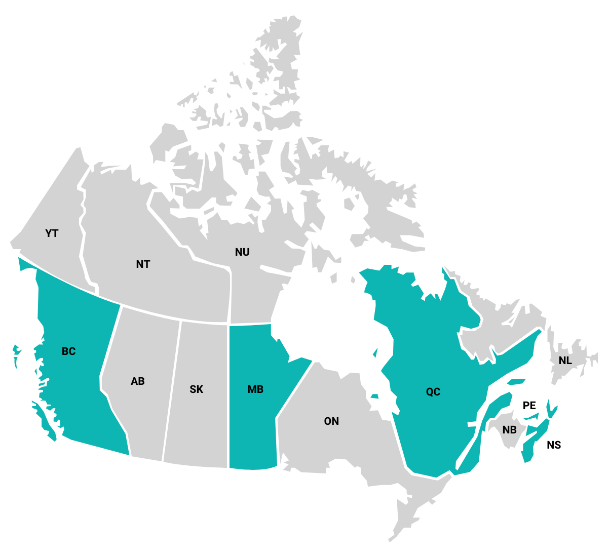 cghap map Map that shows the provinces, territories or delivery agents that signed CGHAP delivery agreements