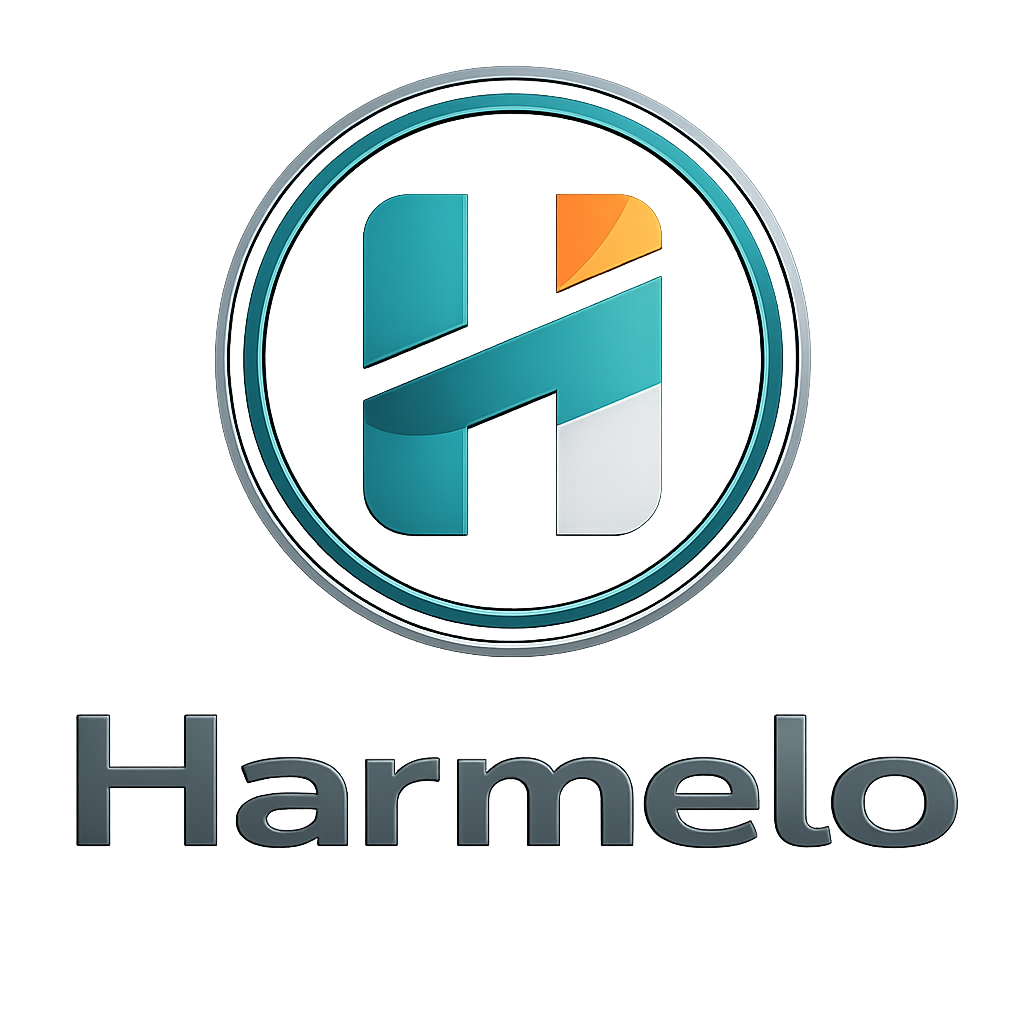 Harmelo logo with 3D emblem